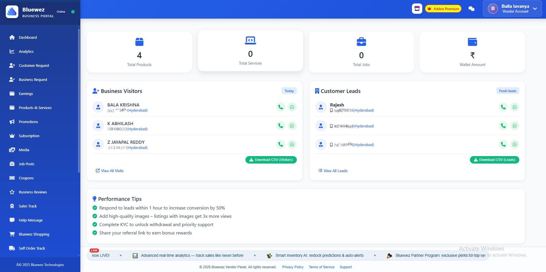 Orders management and analytics screen